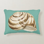 セピアストライプのシェルオンティール(緑がかった色) アクセントクッション (正面)