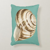 セピアストライプのシェルオンティール(緑がかった色) アクセントクッション (正面(垂直))