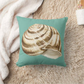 セピアストライプのシェルオンティール(緑がかった色) クッション (ブランケット)