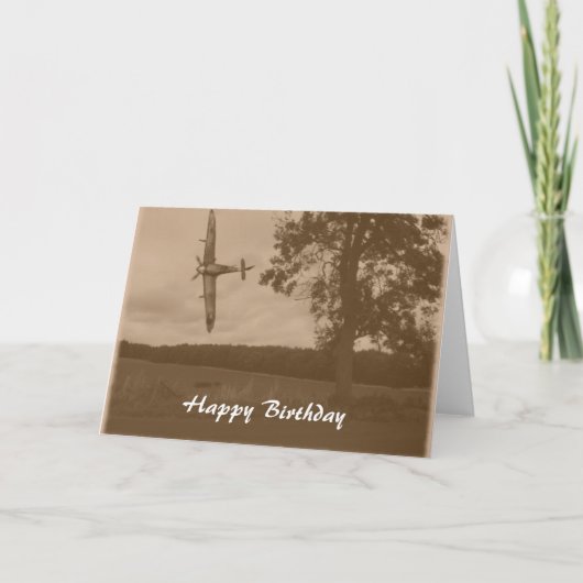 セピアスピットファイアハッピーバースデー カード (正面)