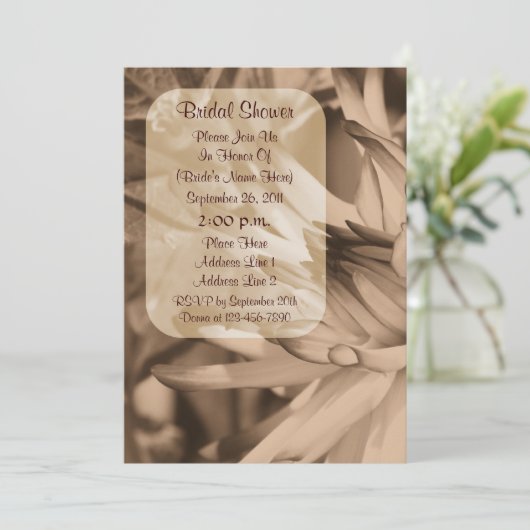 セピアダリアフラワーブライダルシャワー招待状 招待状 (スタンド正面)