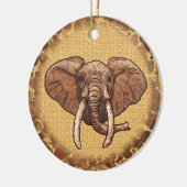 セピアトライバルエレファントラウンドセラミックオーナメント セラミックオーナメント (左)