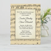 セピアトーンアンティークシートミュージックテーマ結婚ズ 招待状 (スタンド正面)