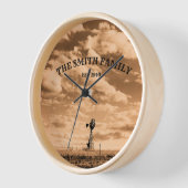 セピアトーンウォールクロックの風車 壁時計 (傾斜)