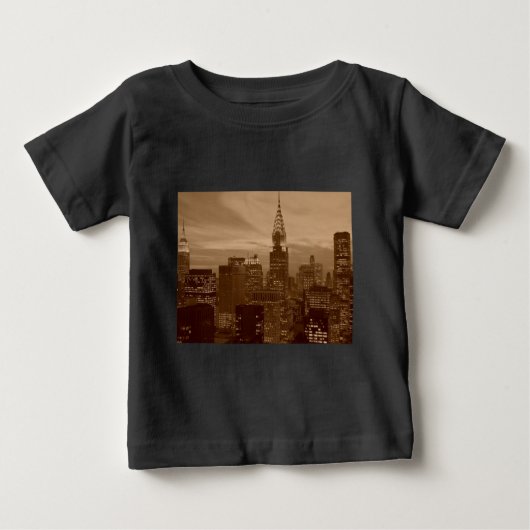 セピアトーンニューヨークシティ ベビーTシャツ (正面)