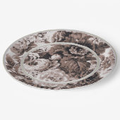 セピアトーンブラウンフローラトワールNo.1 ペーパープレート (アングル)