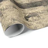 セピアトーンロバのフィールド。 ラッピングペーパー (ロールコーナー)