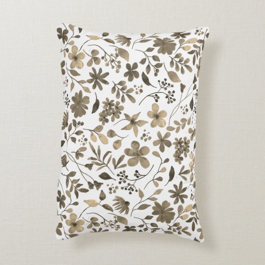 セピアトーンヴィンテージフローラプリント アクセントクッション (裏面(縦))