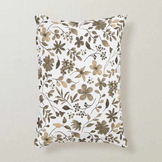 セピアトーンヴィンテージフローラプリント アクセントクッション (正面(垂直))