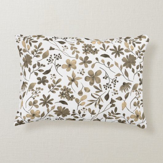 セピアトーンヴィンテージフローラプリント アクセントクッション (裏面)
