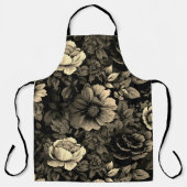 セピアトーンヴィンテージフローラプリント エプロン (正面)