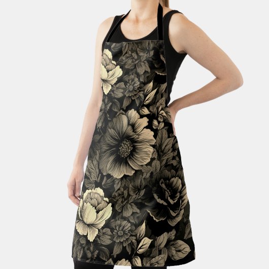 セピアトーンヴィンテージフローラプリント エプロン (インサイチュ)