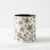 セピアトーンヴィンテージフローラプリント ツートーンマグカップ (中央)