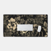 セピアトーンヴィンテージフローラプリント デスクマット (キーボード&マウス)