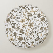 セピアトーンヴィンテージフローラプリント ラウンドクッション (裏面)
