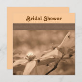セピアドッグウッドフラワーズブライダルシャワー招待 招待状 (正面/裏面)