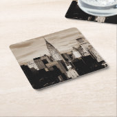 セピアニューヨークシティインクスケッチ スクエアペーパーコースター (アングル)