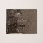 セピアニューヨークシティスカイライン ジグソーパズル (横)