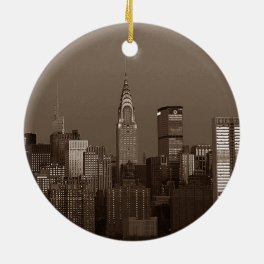 セピアニューヨークシティスカイライン セラミックオーナメント (裏面)