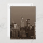 セピアニューヨークシティスカイライン ポストカード (正面/裏面)