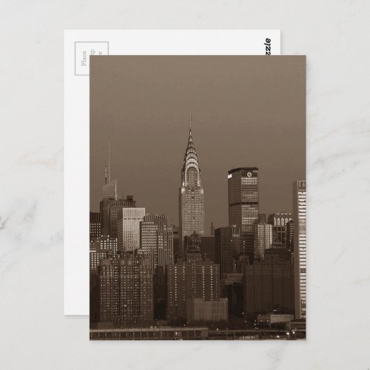 セピアニューヨークシティスカイライン ポストカード (正面/裏面)