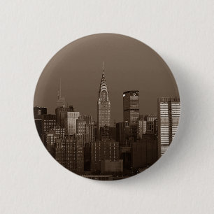 セピアニューヨークシティスカイライン 缶バッジ