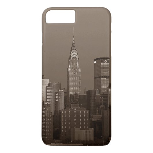 セピアニューヨークシティスカイライン Case-Mate iPhoneケース (裏面)
