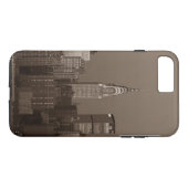 セピアニューヨークシティスカイライン Case-Mate iPhoneケース (裏面(横))