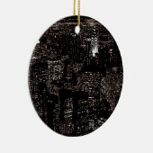 セピアニューヨークシティナイトスカイライン セラミックオーナメント (右)