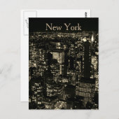 セピアニューヨークシティナイトスカイライン ポストカード (正面/裏面)