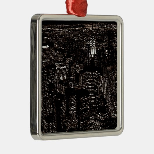 セピアニューヨークシティナイトスカイライン メタルオーナメント (右)