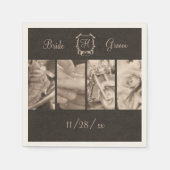 セピアバイクもしくは自転車に乗る人結婚ズ写真カスタム紙ナプキンス スタンダードカクテルナプキン (正面)