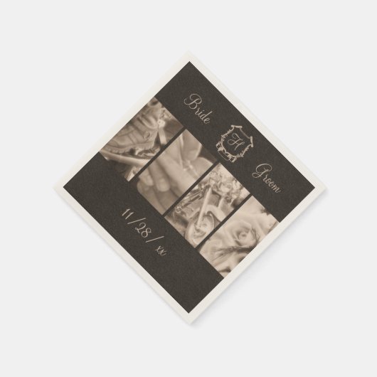 セピアバイクもしくは自転車に乗る人結婚ズ写真カスタム紙ナプキンス スタンダードカクテルナプキン (角)