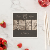 セピアバイクもしくは自転車に乗る人結婚ズ写真カスタム紙ナプキンス スタンダードカクテルナプキン (インサイチュ)