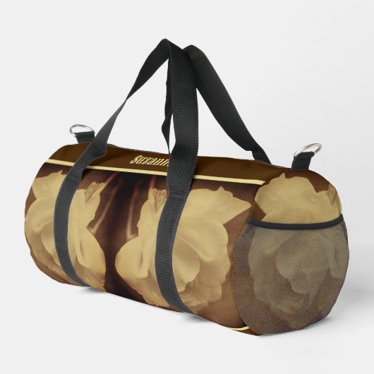 セピアバラレインドロップエイジヴィンテージ パーソナライズされた ダッフルバッグ (右コーナー)