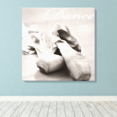 セピアバレエスリッパポインテシューズダンステンプレート キャンバスプリント (インサイチュ (ウッドフロア))