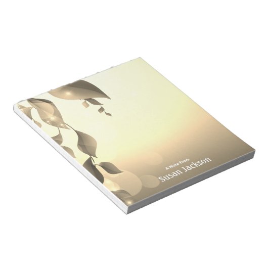 セピアパーソナライズされたカラー魔法フローラメモ帳 ノートパッド (アングル)