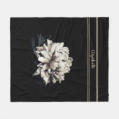 セピアパーソナライズされた牡丹ブラックミディアムサイズ フリースブランケット (正面(横))