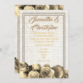 セピアパーチメント伝統的フローラ結婚ズ 招待状 (正面/裏面)