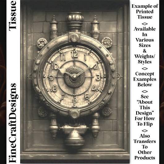 セピアビクトリアンステームパンク時計CZ2Sデコページ 薄葉紙