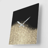 セピアフェイク金ゴールドブラックグリッターグレイミニマルメタル スクエア壁時計 (傾斜)