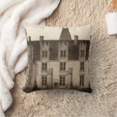 セピアフランスのトーンの美しいシャトー クッション (ブランケット)