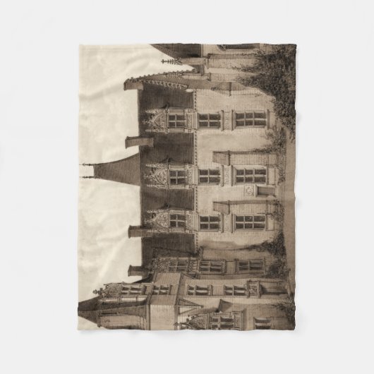 セピアフランスのトーンの美しいシャトー フリースブランケット (正面)