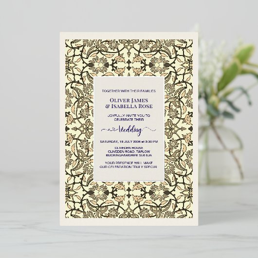 セピアフローラアラベスク結婚式招待状 – フォイル 箔招待状 (立ち正面)