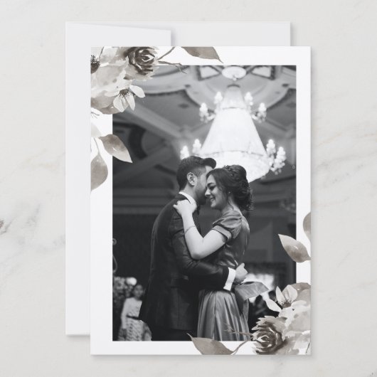 セピアフローラフォトウォーターカラー結婚式招待状 招待状 (正面)