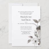 セピアフローラフォトウォーターカラー結婚式招待状 招待状 (裏面)