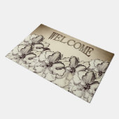 セピアブラウンオーキッドガーデンスケッチ ドアマット (アングル)