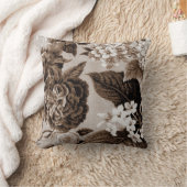 セピアブラウンヴィンテージボルタニカルフローラトイルNo.1 クッション (ブランケット)