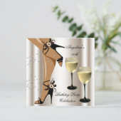 セピアブラックシューズワイングラス誕生日パーティー 招待状 (スタンド正面)