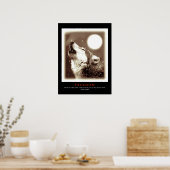 セピアブラックユニークウルフやる気を起こさせるハウズプリント ポスター (キッチン)